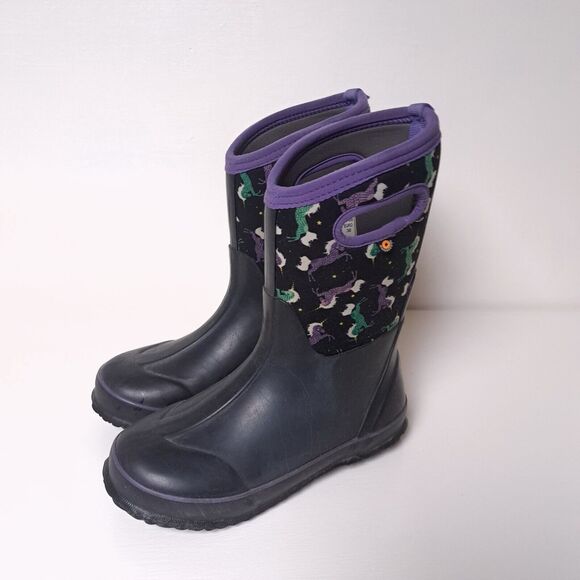 Bogs Kids Classic -30 Degree Insulated Unicorn Black Waterproof Boots Youth 5 38 - Picture 3 of 14
